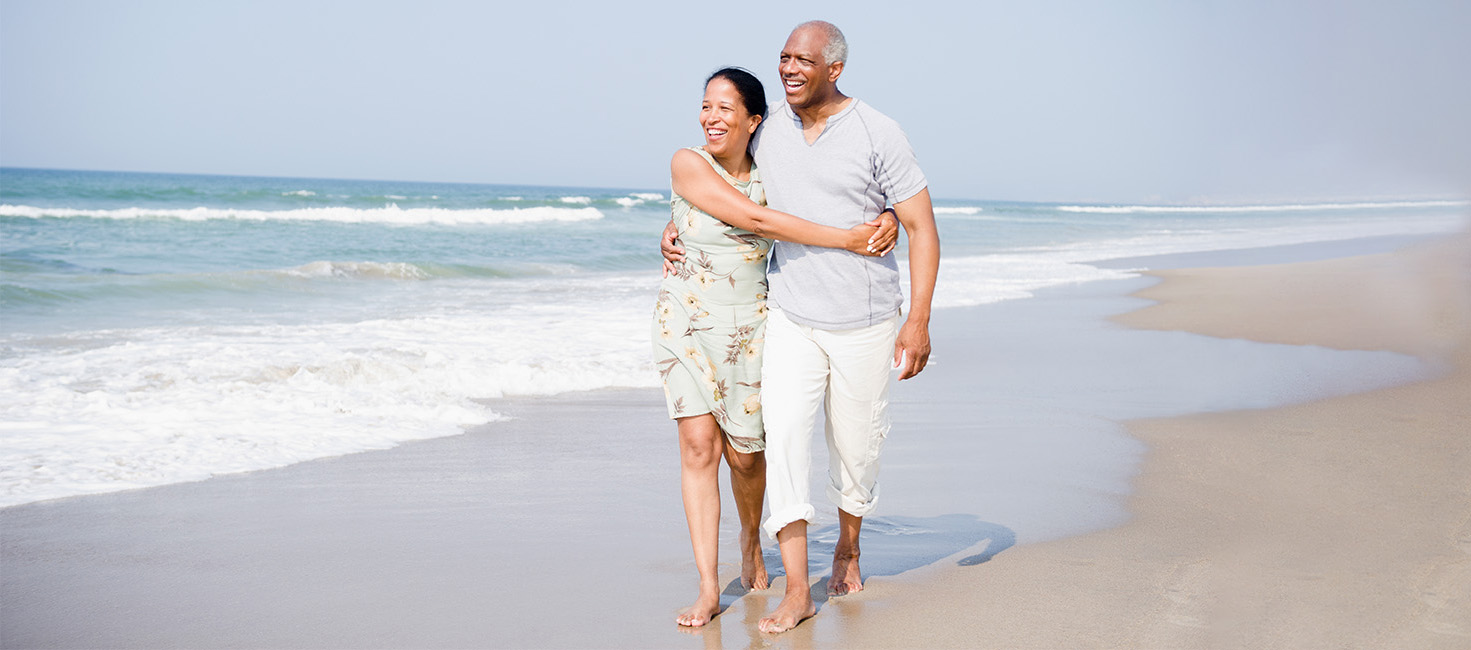 happy couple on beach