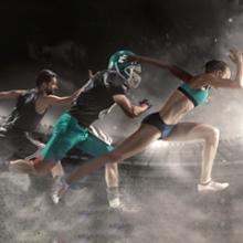 various athletes running together