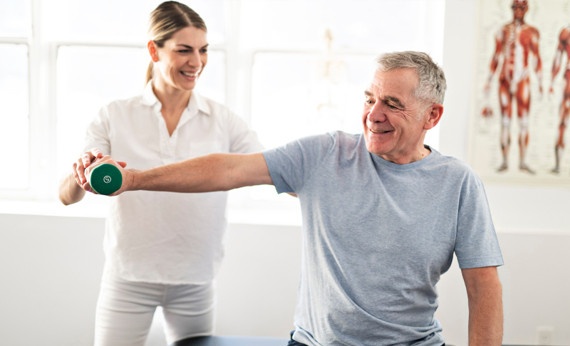 man receiving physical therapy
