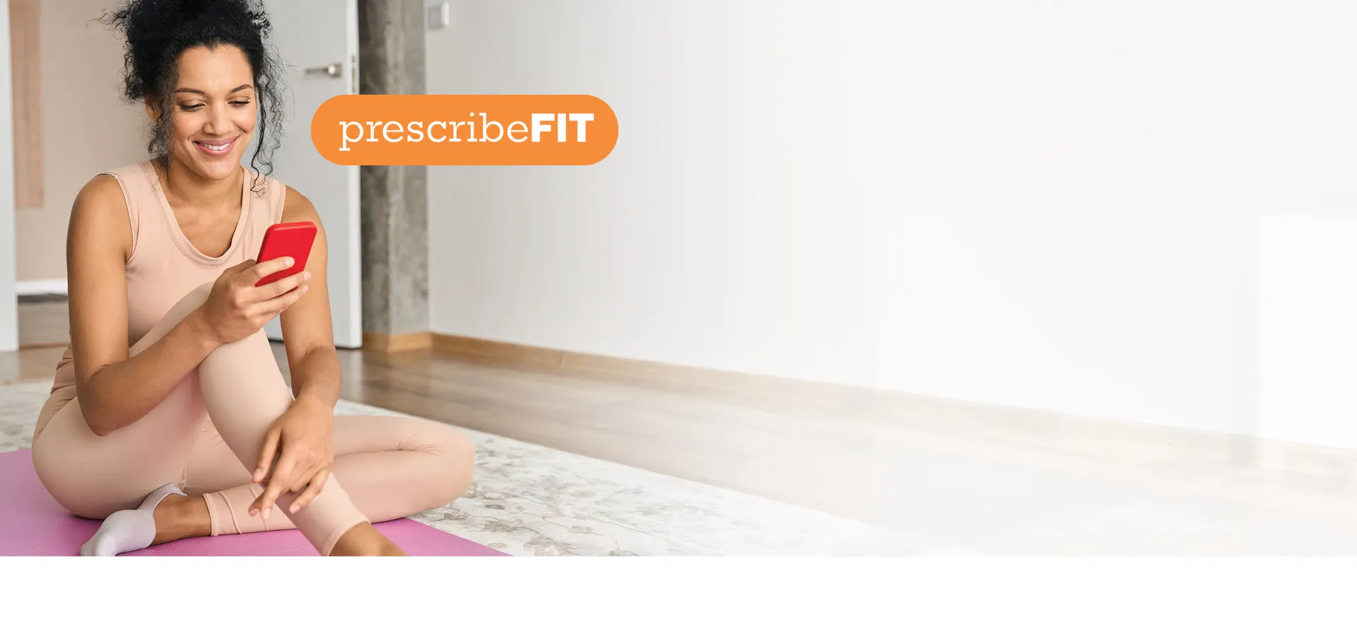 exercising woman looking at phone